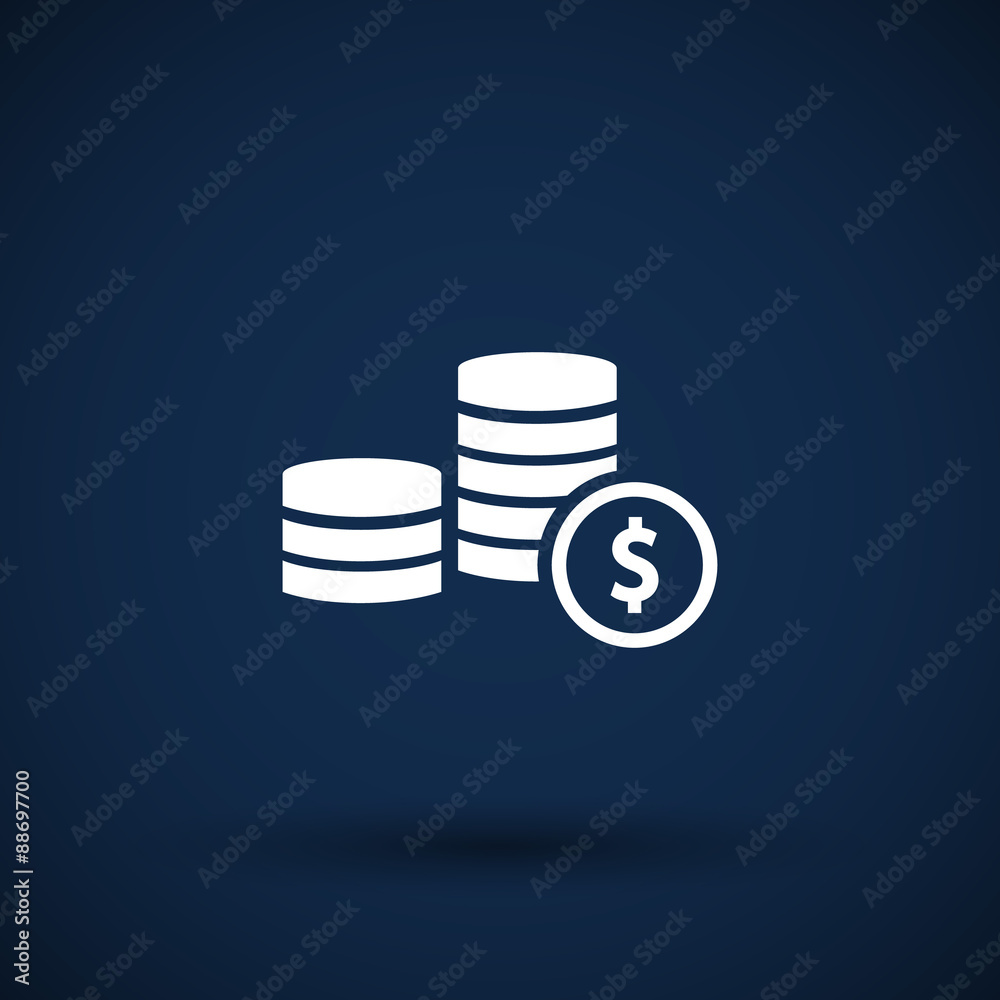 icon coin white business vector wealth finance icon coin white business vector wealth finance