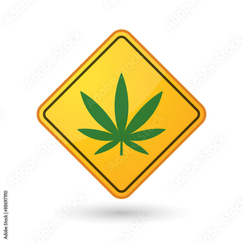 Awareness sign with  a marijuana leaf