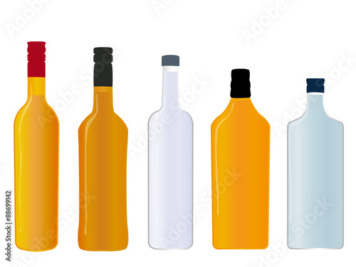 Different Kinds of Spirits Full Bottles