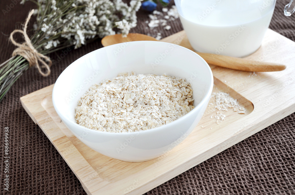 oatmeal bowl on tray oatmeal bowl on tray
