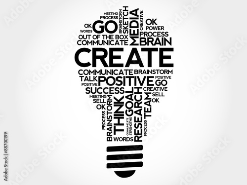 Create bulb word cloud, business concept