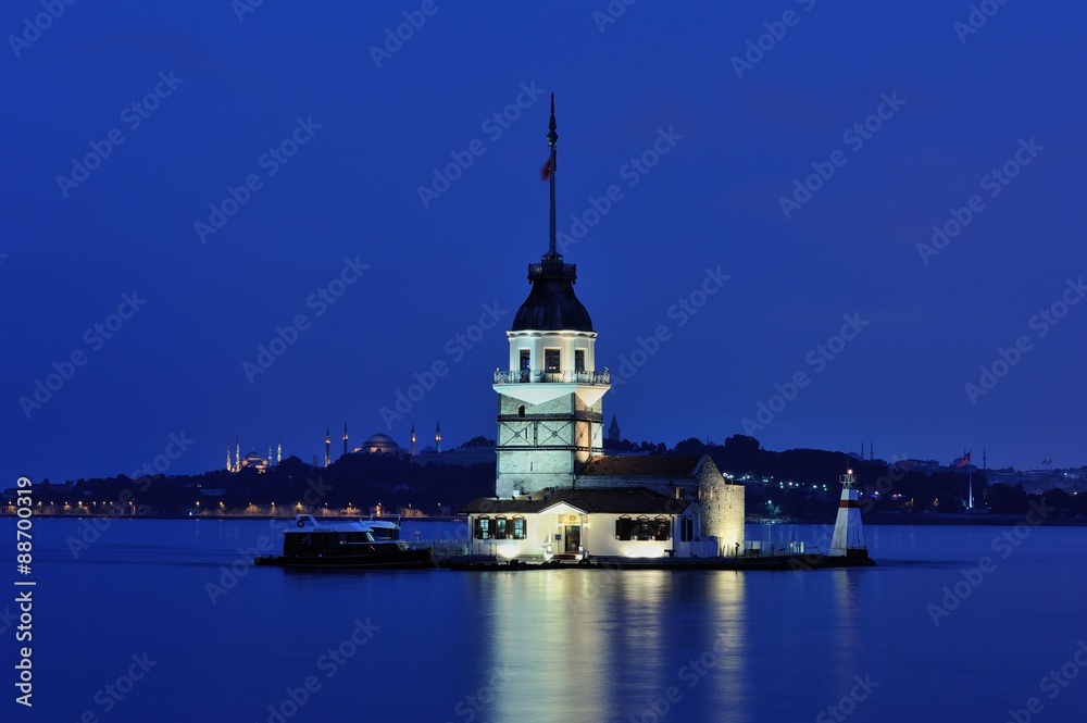 Maiden's Tower - Kizkulesi-Leandre Tower in twilight early morning before sunrise