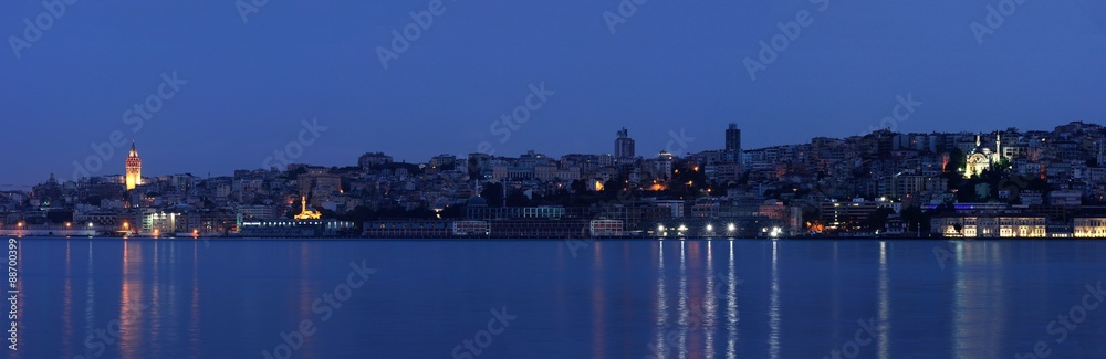 Istanbul in twilight early morning before sunrise Panoroma from anatolian part