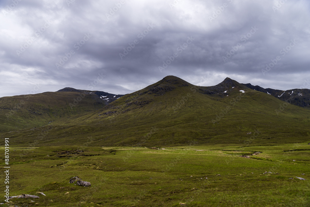 Mountains and grasslands in Scotland, Highlands region