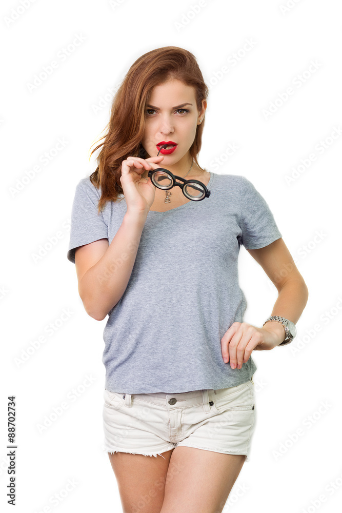 Attractive woman with reading glasses Attractive woman with reading glasses