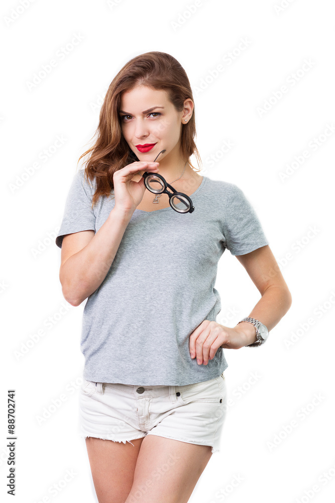 Attractive woman with reading glasses Attractive woman with reading glasses