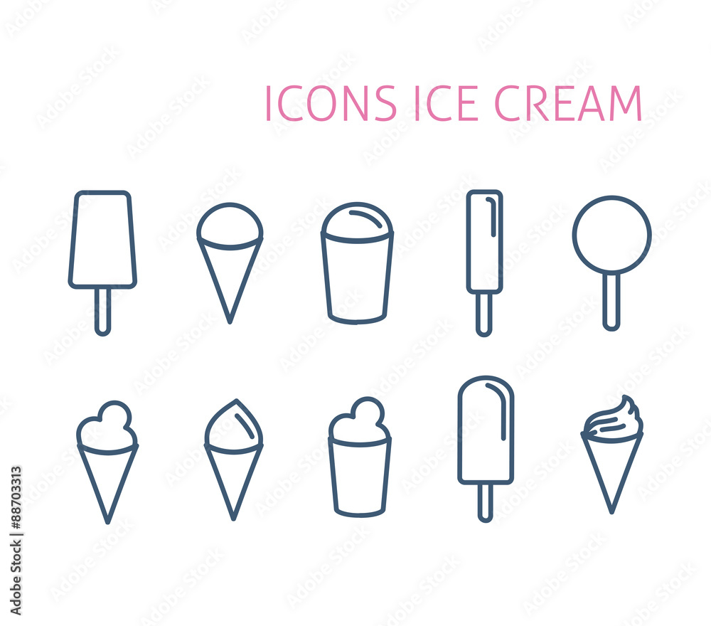 Set line icons. Ice cream. White background. Vector illustration Set line icons. Ice cream. White background. Vector illustration