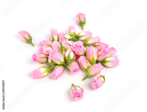 beautiful artificial flowers, isolated on white