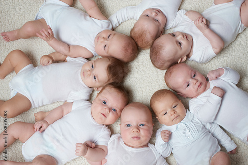 cute babies on light background