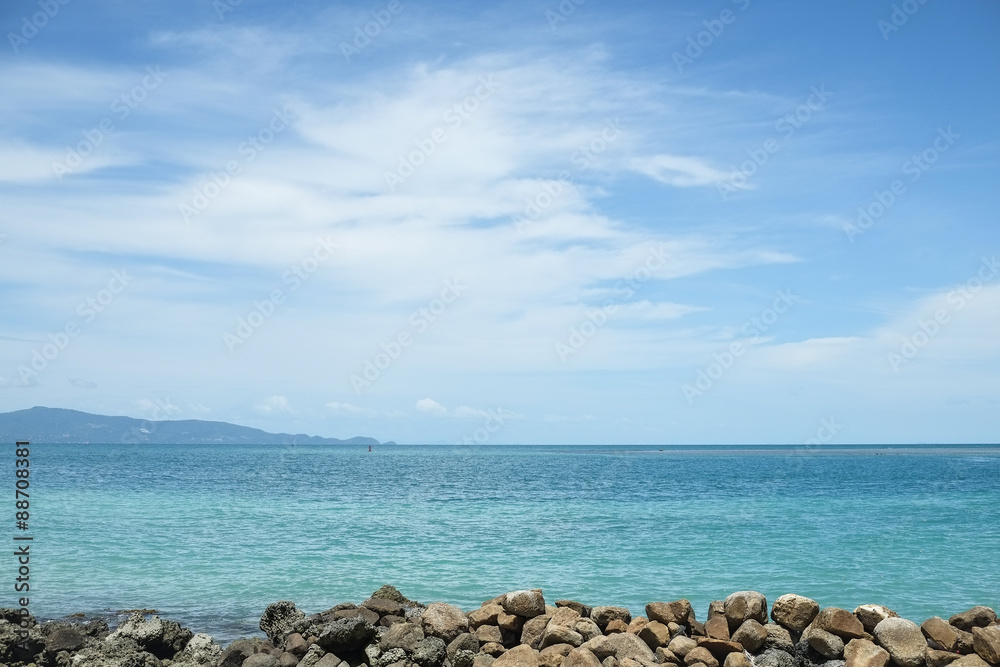 Rocks ,sea and blue sky- Phangan island,Thailand