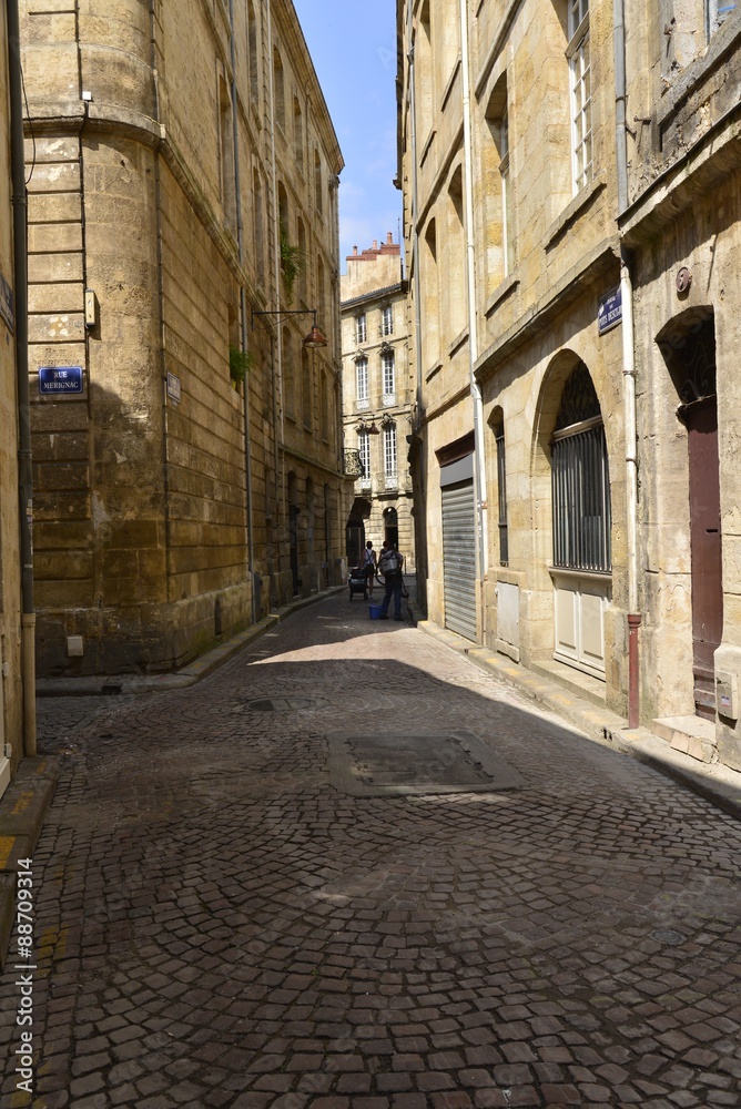Fototapeta premium Rue typique étroites à pavés dans le vieux Bordeaux
