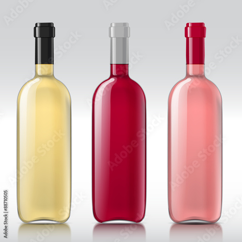 Set of realistic glass bottles