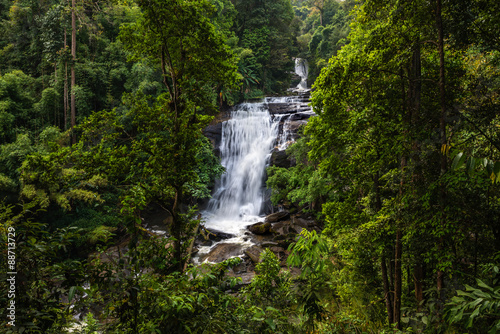 Tropical rainforest landscape with beautiful waterfall