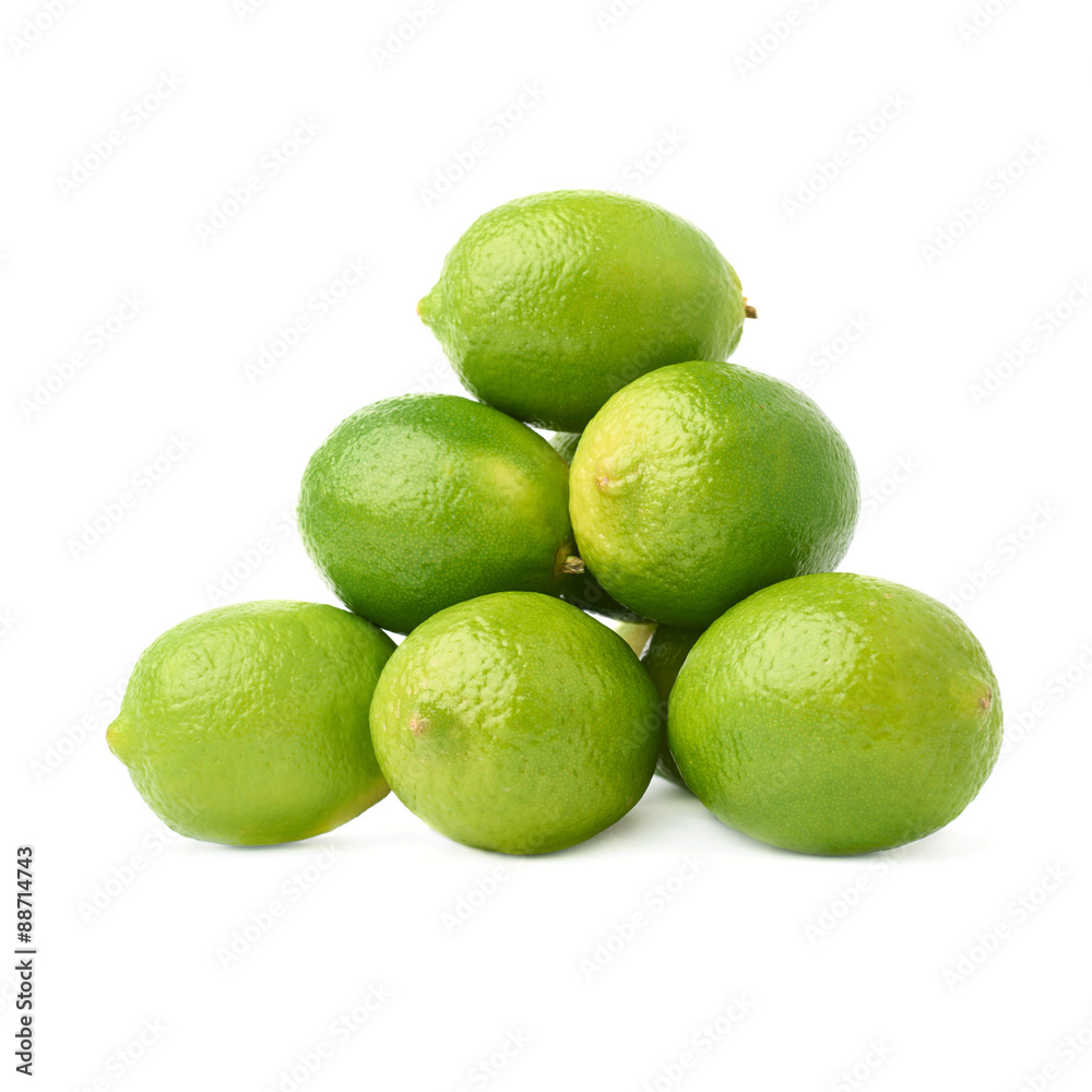 Pile of multiple ripe limes, composition isolated over the white Pile of multiple ripe limes, composition isolated over the white