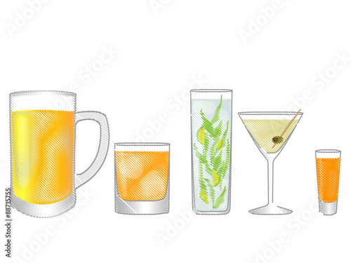 Isolated Drinks Pencil Style 1