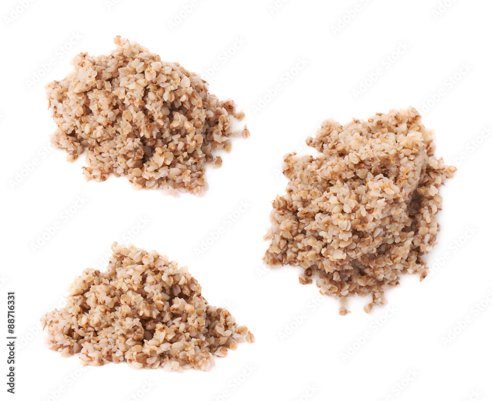 Pile of cooked buckwheat seeds isolated Pile of cooked buckwheat seeds isolated
