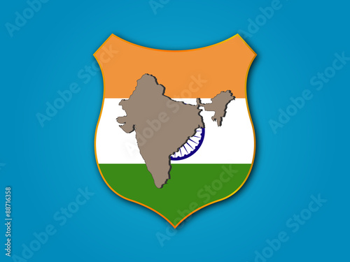 India flag, map, sign, symbol illustration