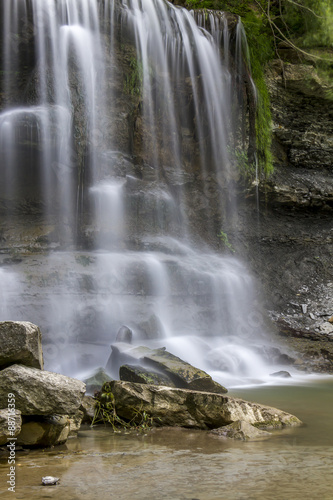 Waterfall Cascading over Sedimentary Rock from the Devonian Period - Rock Glen  Ontario