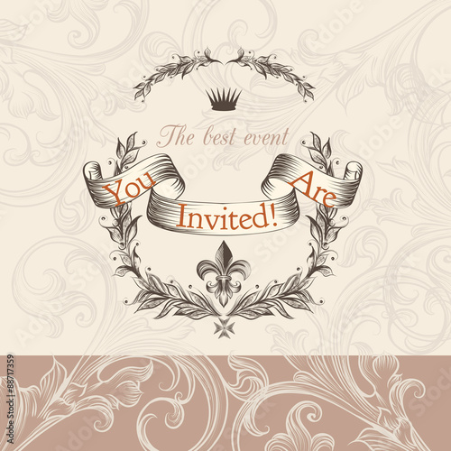 Luxury wedding invitation in Victorian style