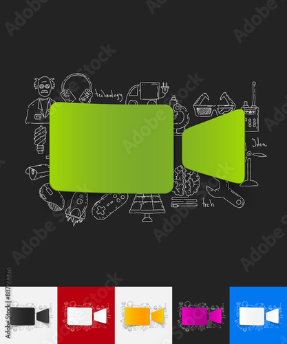 video paper sticker with hand drawn elements