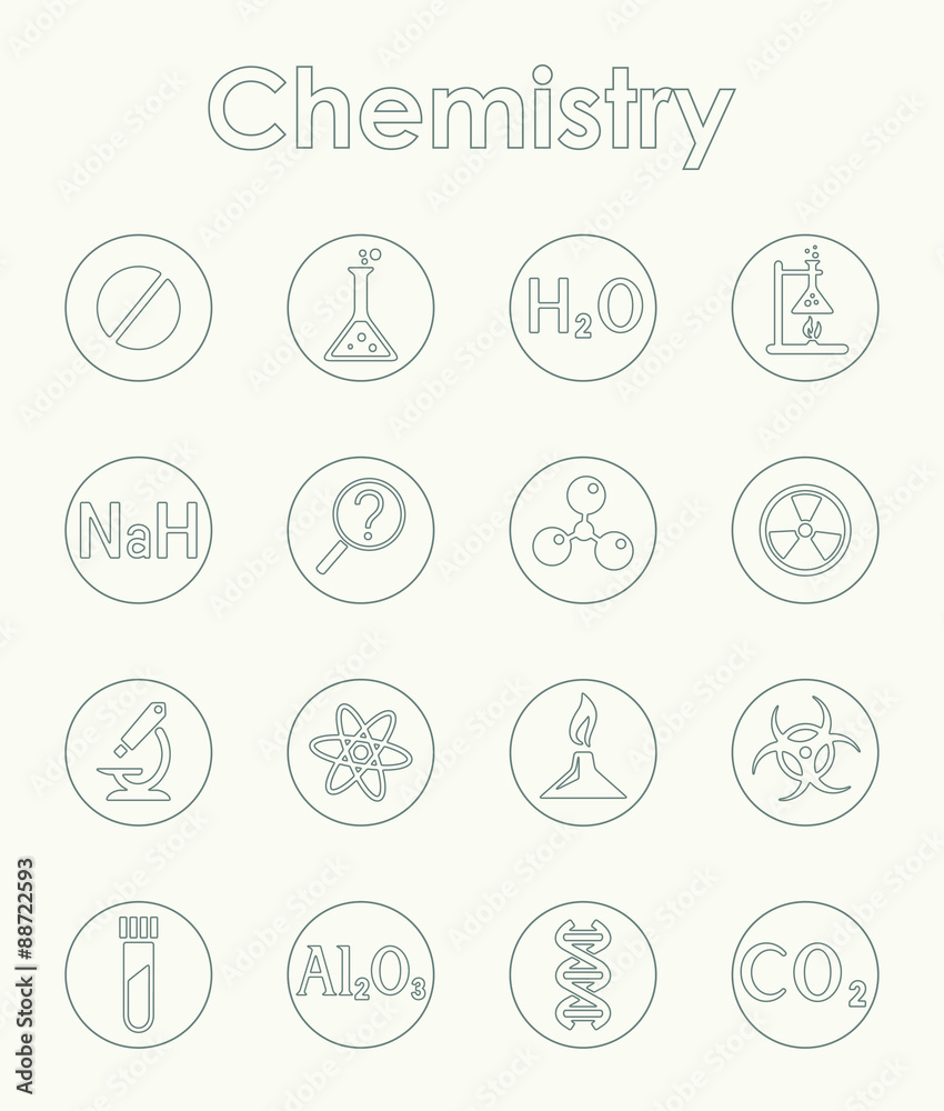 Set of chemistry simple icons Set of chemistry simple icons