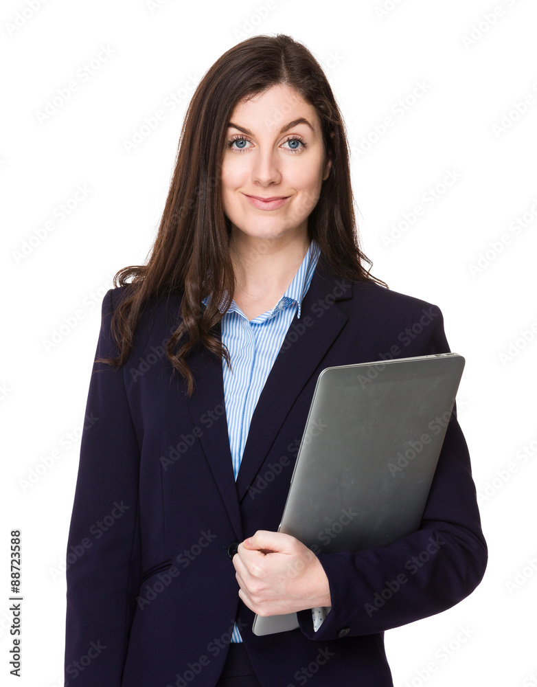Young businesswoman hold with laptop computer Young businesswoman hold with laptop computer