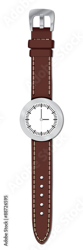 Watch with brown leather band