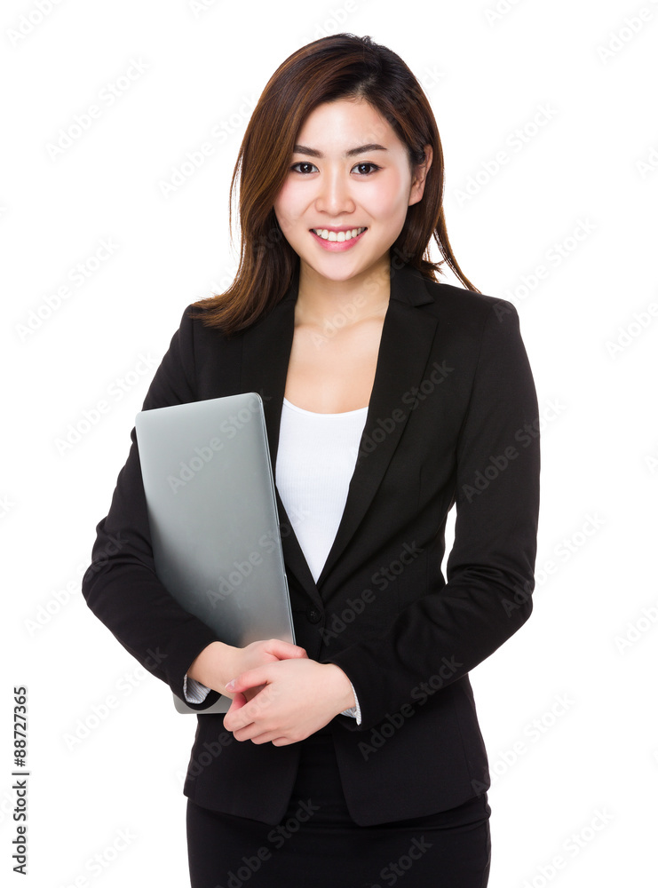 Young Businesswoman hold with laptop computer Young Businesswoman hold with laptop computer