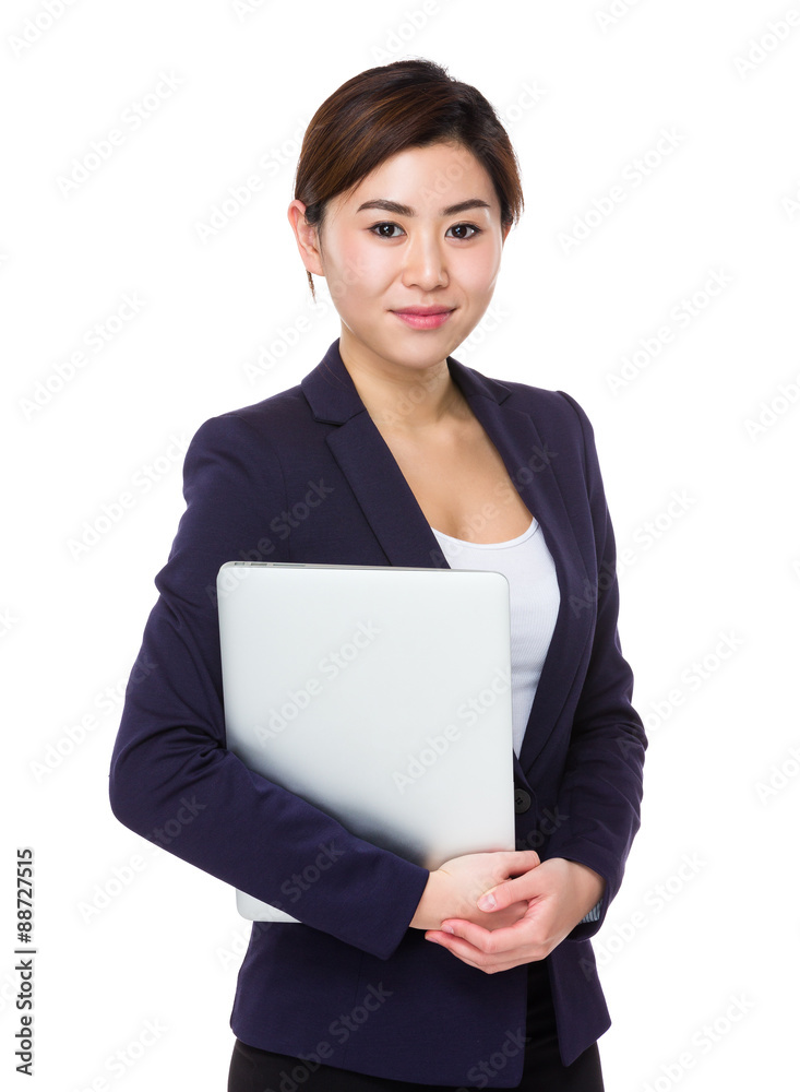 Young businesswoman hold with laptop computer Young businesswoman hold with laptop computer