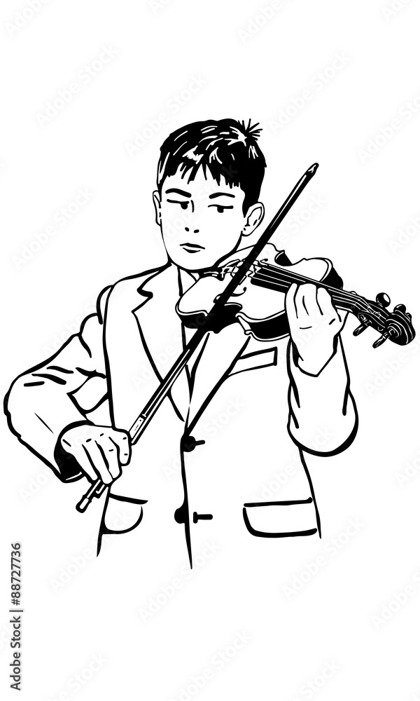 sketch boy is practicing the violin sketch boy is practicing the violin