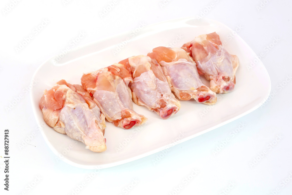 Fresh raw chicken wings isolate on white background ready to be