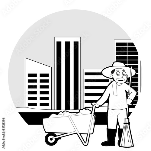 Street cleaner cartoon illustration