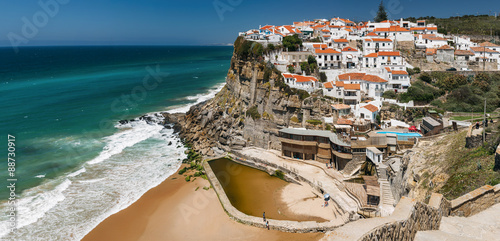 Panoramic view of Azehnas do Mar village, Sintra region, Portugal. photo