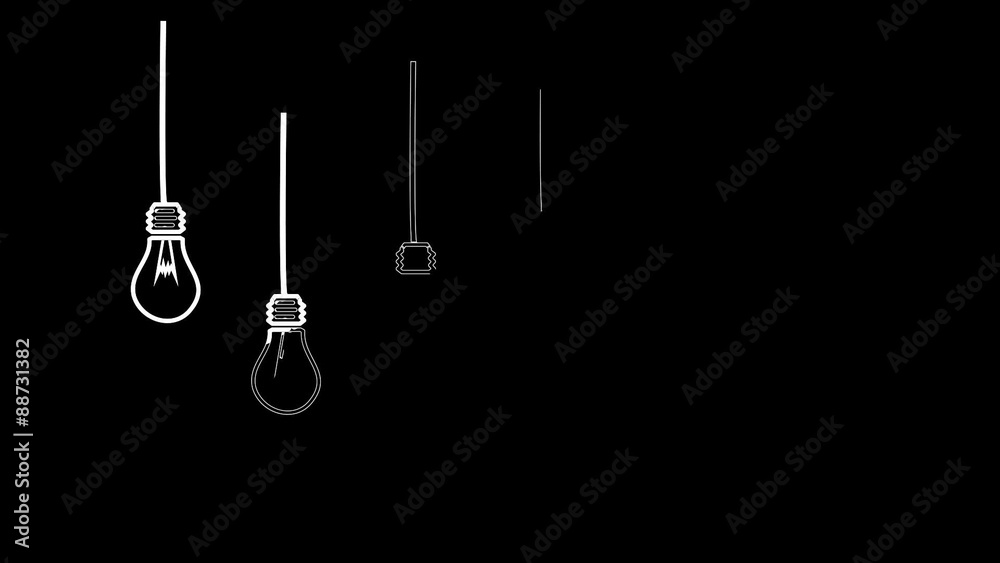 Light bulbs appearing in black and white