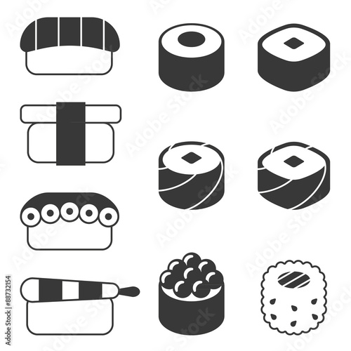Vector sushi icon set