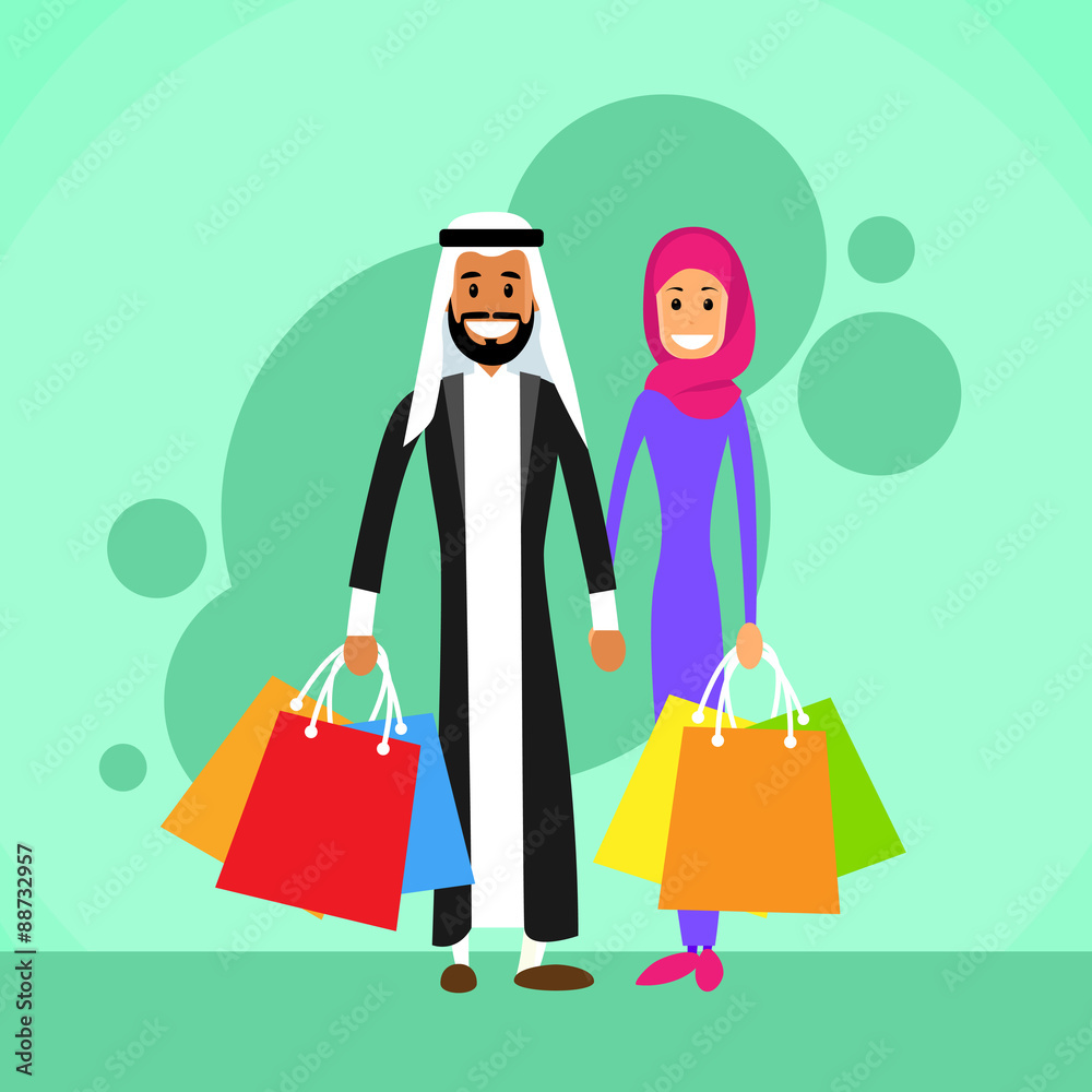 Arab Man and Woman Shopping Arabic Couple