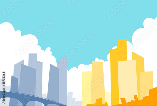 Modern City View Skyscraper Cityscape Background Colorful 