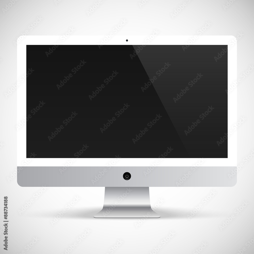 realistic detailed monitor isolated on a gray background realistic detailed monitor isolated on a gray background