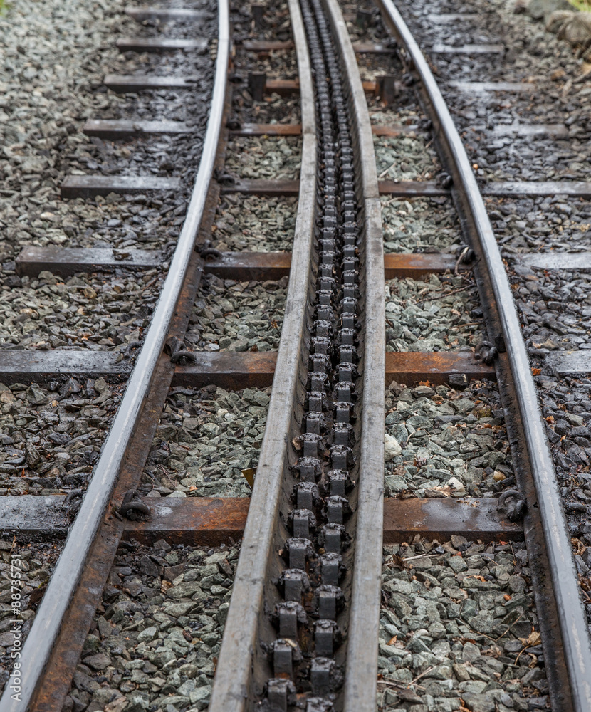 Rack and pinion railway on snowdon