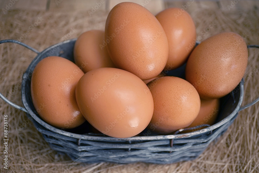 eggs in a basket on nest background
eggs in a basket on nest background