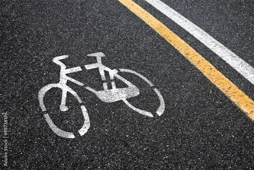 Bicycle Lane on asphalt background