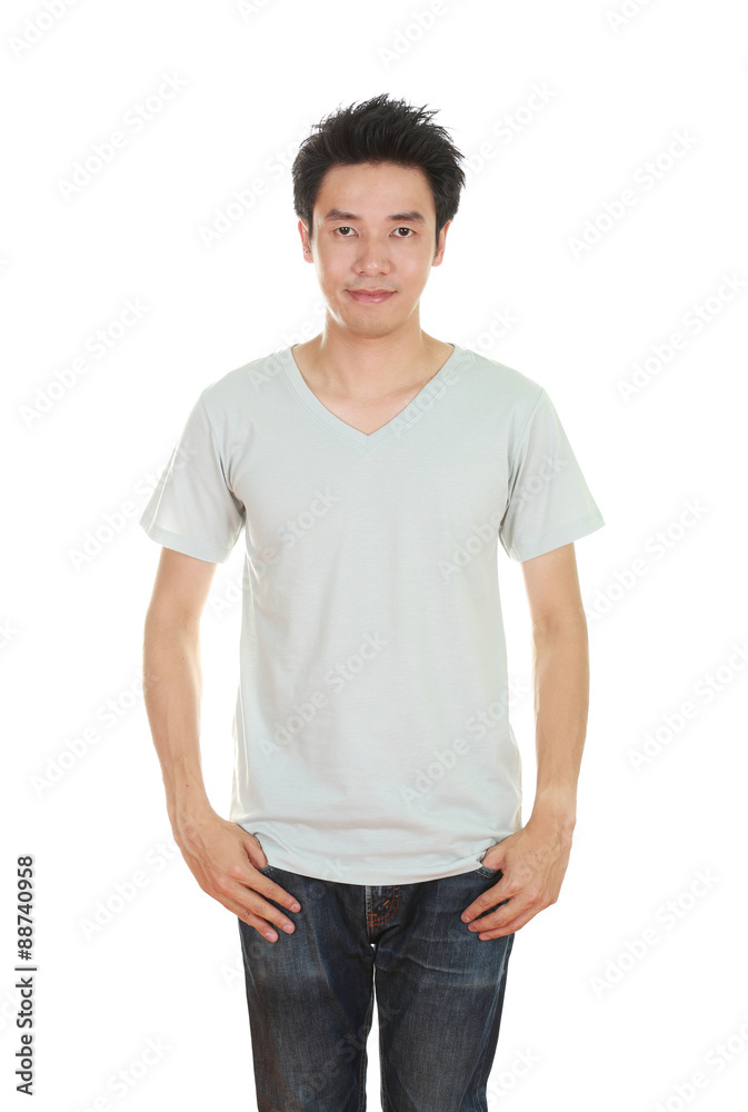 man with blank t-shirt man with blank t-shirt