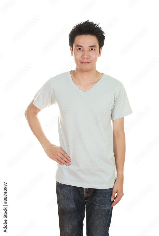 man with blank t-shirt man with blank t-shirt