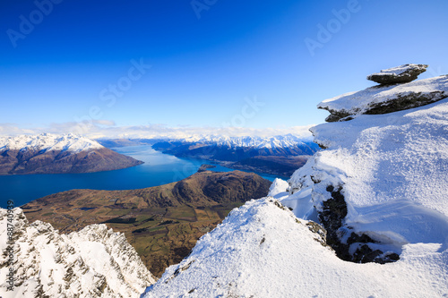 aerial view of Frankton and Lake WakatipuQueenstown, New Zealand photo