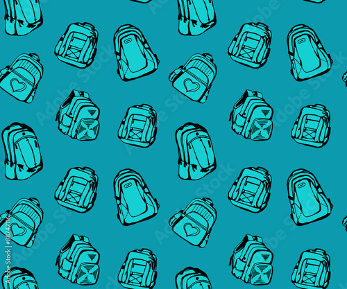 Seamless pattern with different cute school bags