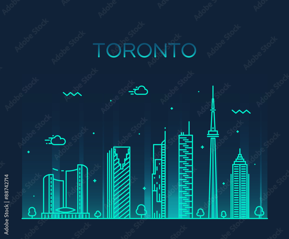 Fototapeta premium Toronto skyline trendy vector illustration linear