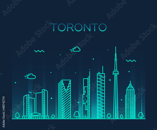 Toronto skyline trendy vector illustration linear photo