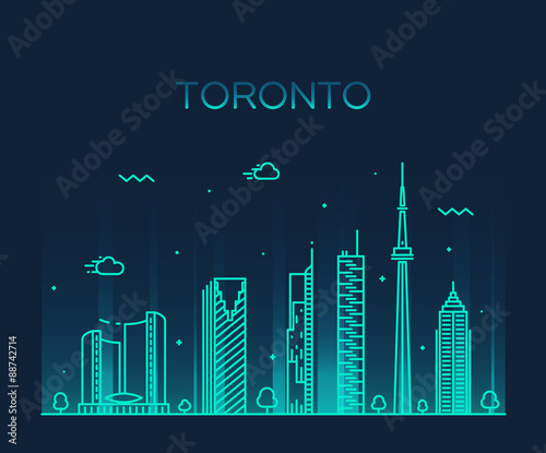Toronto skyline trendy vector illustration linear