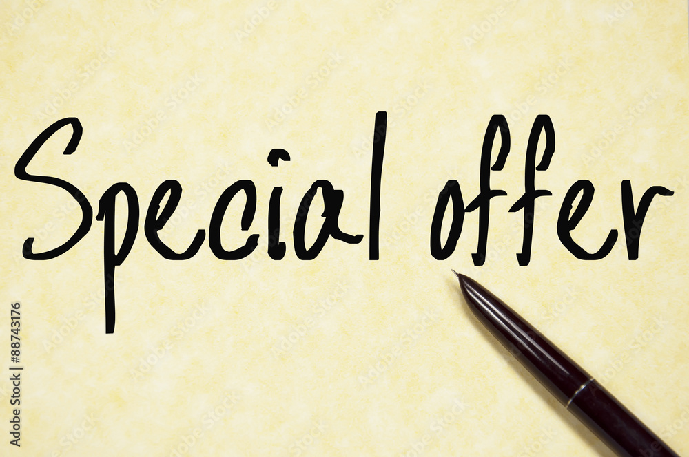 special offer text write on paper