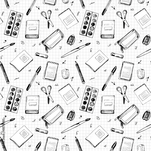 School seamless background with different objects